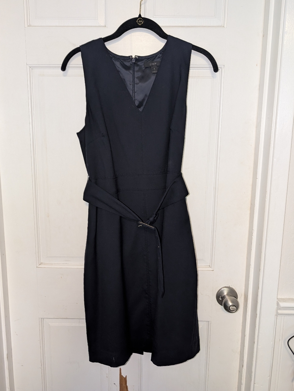 *MOVING SALE* J. Crew Navy V-Neck Belted Mini Dress - Picture 2 of 3